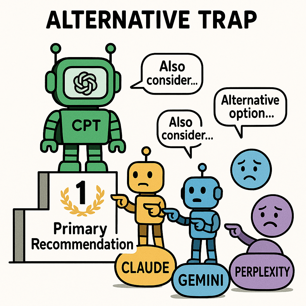 Alternative Trap - AI engines positioning brands as secondary options