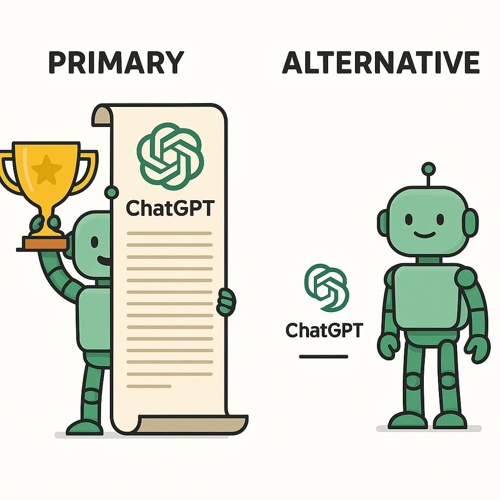 Illustration showing primary vs alternative brand treatment differences