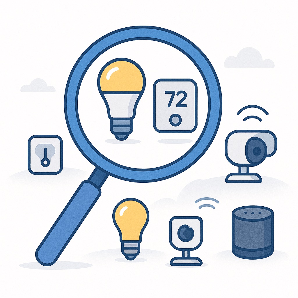 Magnifying glass searching over IoT devices